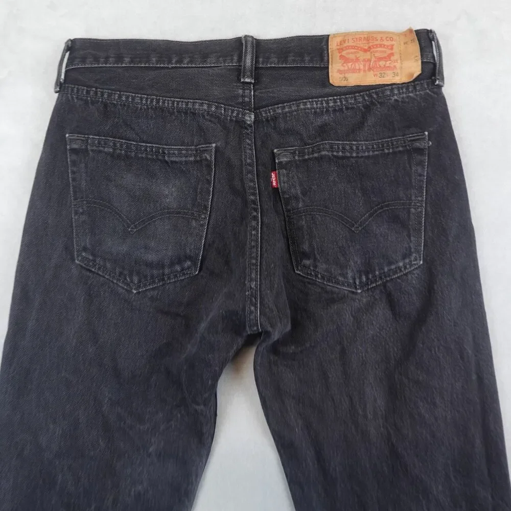 Levi’s 501 Jeans Original Fit Mens 32x34 Black Straight Button Fly Denim